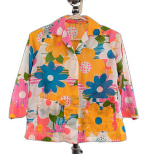 Vintage custom made multicolor buttons down shirt size S